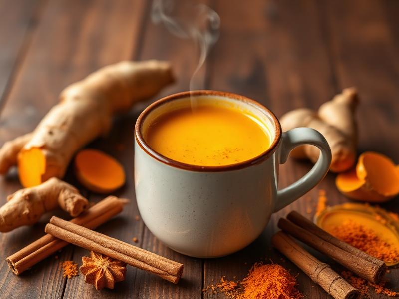 Golden turmeric latte in a mug