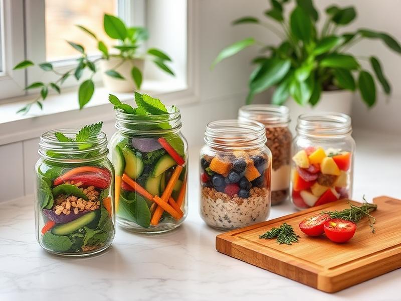 Meal prep jars on a counter